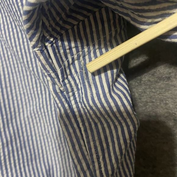 Ralph Lauren‎ Seersucker Button Down Shirt Mens 2XB Blue Striped Pony Logo - Picture 6 of 8